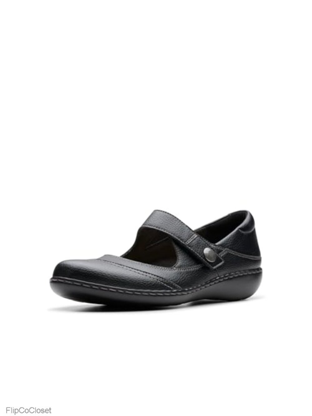 Tumbled Leather Mary Jane Flats Adjustable Strap Comfort Casual